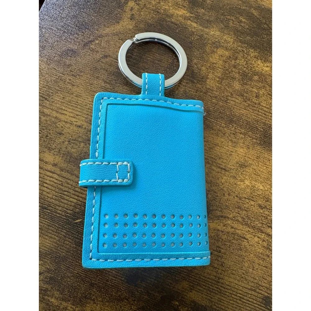 Coach Keychain Picture Frame Unisex Bifold ID Holder Blue Leather Classic Logo